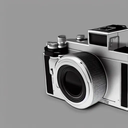 Prompt: a c 3 - po mirrorless camera, 3 d render
