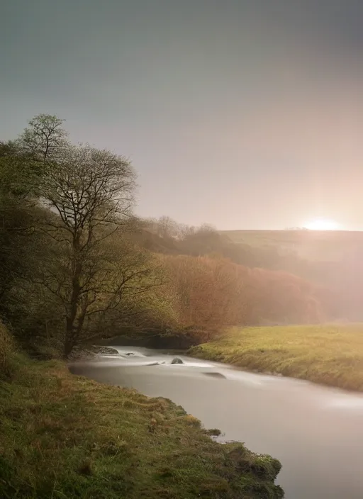 Image similar to there is a place in wales, tucked out of view magic happens, only seen by a few. for just one day, for only just one hour. the last summer's day break at gelli aur. there you must follow a winding trout stream. search all the oaks with a tiny light beam, inspired by jessica rossier and charlie bowater