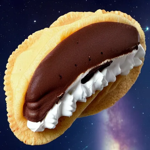 Prompt: a choco taco, 4k UHD picture, caught by hubble