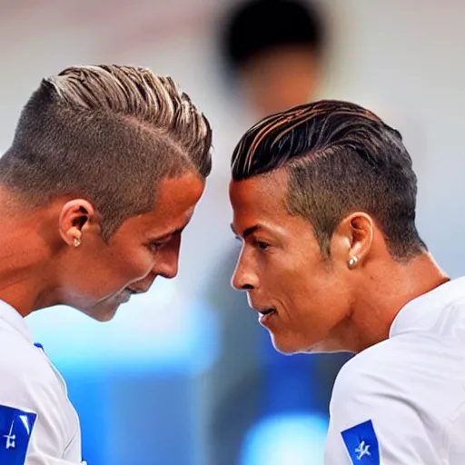 Image similar to 7 Cristiano Ronaldos taking care of each other's skin