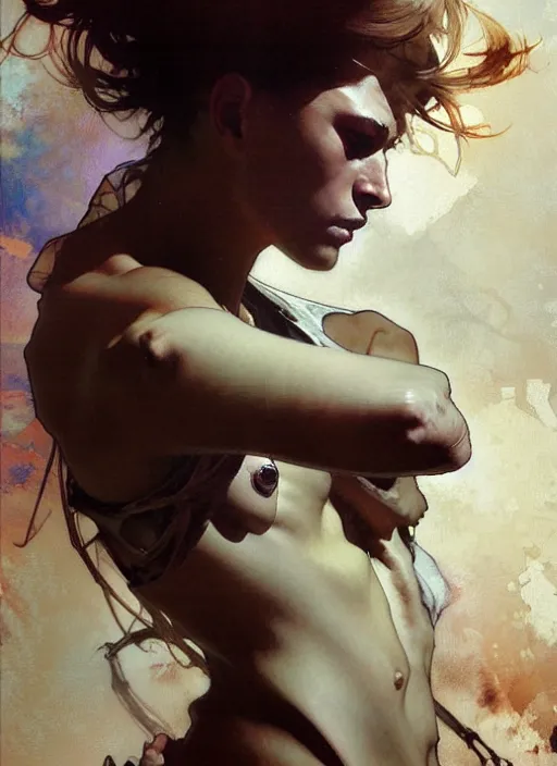 Image similar to beautiful neutral earth toned palette knife painting artwork by yoji shinkawa jeremy mann, dancer, charlie bowater and magali villeneuve and alphonse mucha, gaston bussiere, craig mullins, j. c. leyendecker, by artgerm