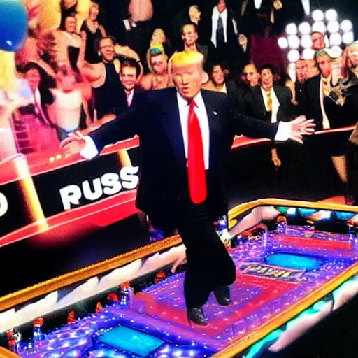 Prompt: donald trump playing dance dance revolution