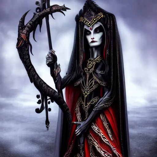 Prompt: candid photographic portrait, goddess of death, by anne stokes