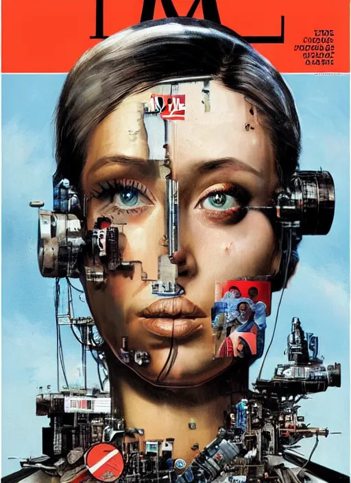 Image similar to TIME magazine cover, the coming AI singularity, by Chevrier, 4k