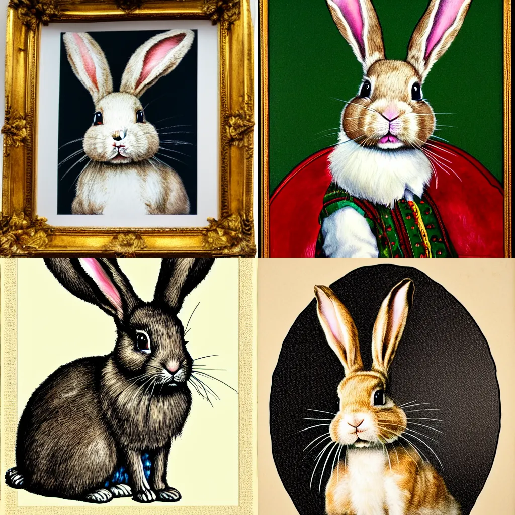 Prompt: Detailed maximalist Portrait of a Bunny