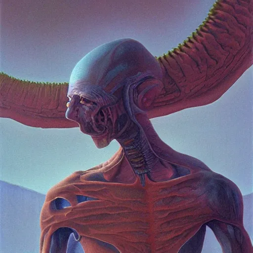 Prompt: a person that is not a human, painted by wayne douglas barlowe