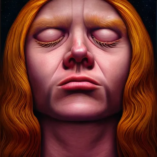 Prompt: intricate five star sleep monster facial portrait by casey weldon, oil on canvas, hdr, high detail, photo realistic, hyperrealism, matte finish, high contrast, 3 d depth, centered, masterpiece, vivid and vibrant colors, enhanced light effect, enhanced eye detail, artstationhd