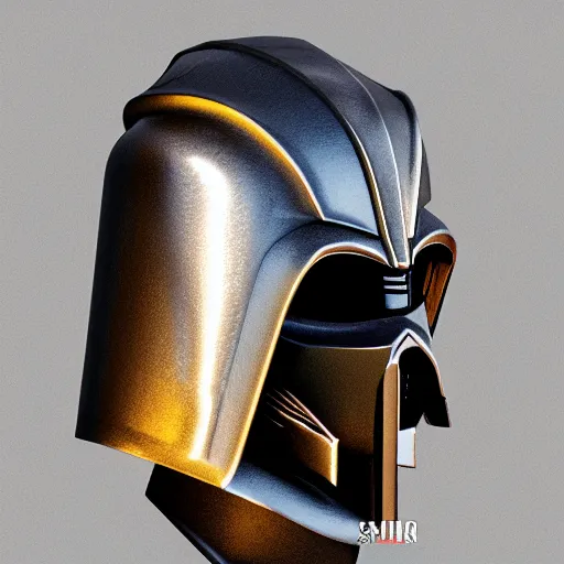 Image similar to realistic templar knight helm design inspired by darth vader, epic scale, character concept art, face symmetry, intricate accurate details, artstation trending, octane render, cinematic color grading, soft light, rule of thirds, golden ratio, like a professional model, cinematic, 8 k, clear.