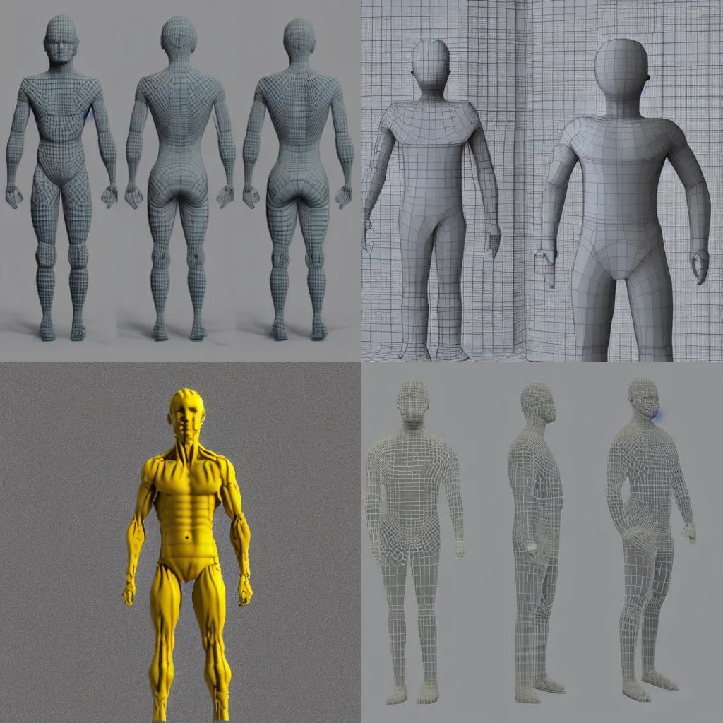 Prompt: 3D render of a man's body, regular build