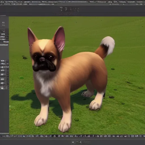 Prompt: my dog is rendering in SSAO only with broken fur textures, Unreal Engine