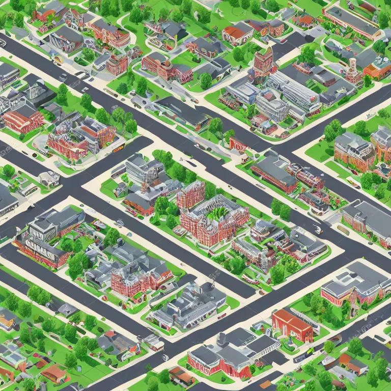 Prompt: isometric photo view of Moscow suburbs, highly detailed, ultra realistic