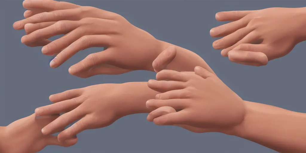 Image similar to ultra realistic hands closeup cartoon character strip