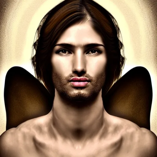 Image similar to male angel, realistic, high quality portrait