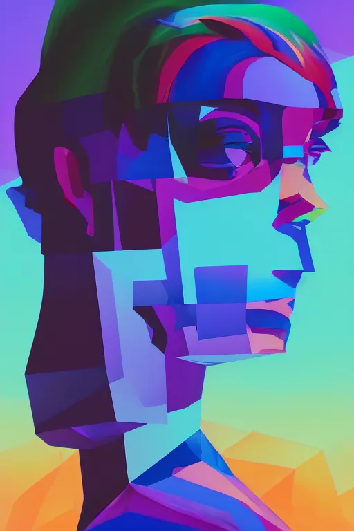 Image similar to an expressive profile painting of a stereotypical millennial, in the style of an original beeple digital art painting, vaporwave cartoon