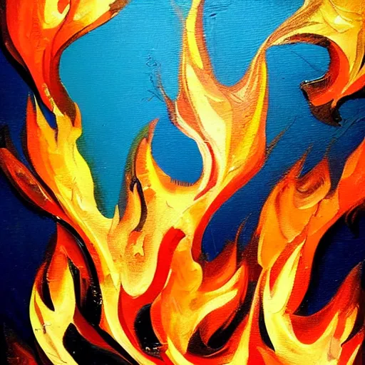 Prompt: the flames are coming for you and nothing can stop them, thick paint, thick brush, oil painting, colorful, detailed, sharp
