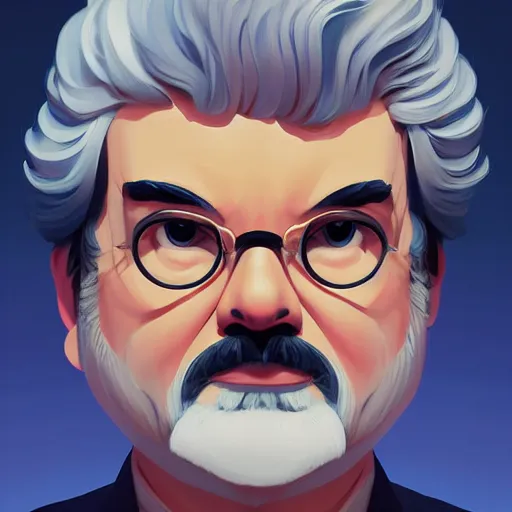 Image similar to face icon stylized minimalist george lucas, loftis, cory behance hd by jesper ejsing, by rhads, makoto shinkai and lois van baarle, ilya kuvshinov, rossdraws global illumination