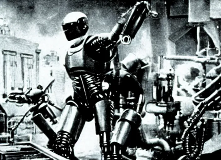 Image similar to scene from the 1 9 1 7 science fiction film robocop