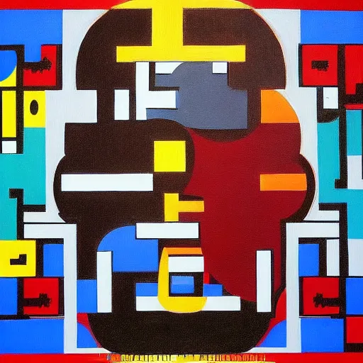 Image similar to pac - man - maze!!!! painting by mondrian