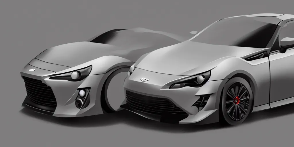 Prompt: hybrid design of Toyota gt86 2015 and Aston Martin 2022. No background, concept art style.