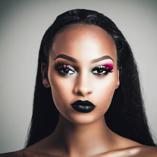 Image similar to Photo of a black woman,pretty make up, bold, self confidence, cinematic, focus