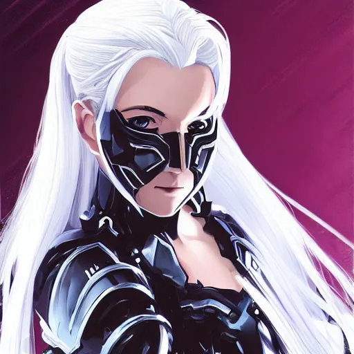 Image similar to Renaissance oil portrait of an anime girl with white hair wearing Elden Ring armour in the style of Yoji Shinkawa, weird camera angle, noisy film grain effect