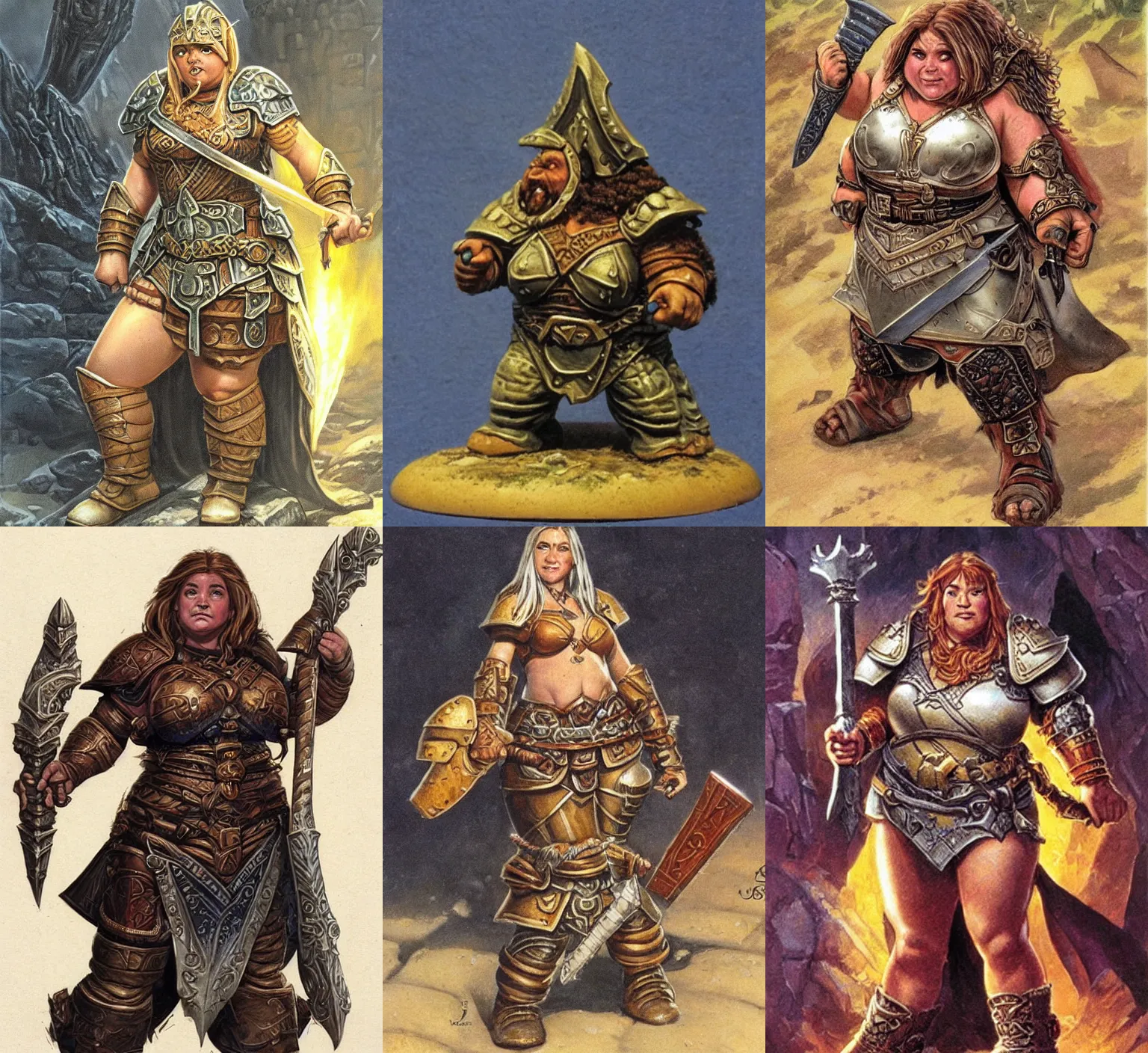 Prompt: female dwarven paladin, chubby short stature | by Jeff easley