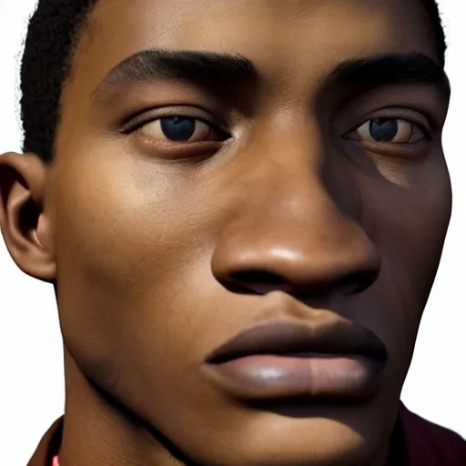 Image similar to A Hearts of Iron IV portrait of an African American young man with high cheekbones. Good bone structure. Dressed in 1940s style. Highly detailed, fine Art, high detail, great lighting, 8k resolution, masterpiece, concept art, illustration, clear eyes, painting oil on canvas, octane render, HDR, trending on artstation, 4k, 8k, HD