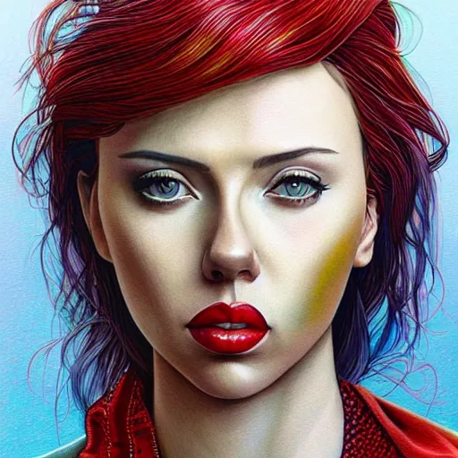 Image similar to Scarlet Johansson, painted by Martine Johanna