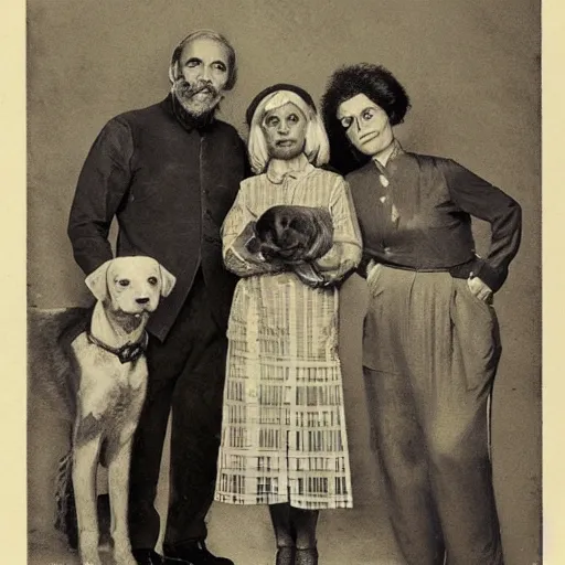 Image similar to man, woman, dog, cat