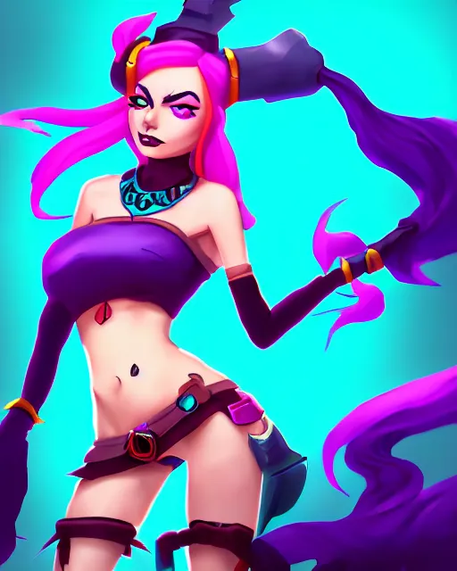 Prompt: Jinx league of legends in the style of Arcane animation, artstation, by concept artist