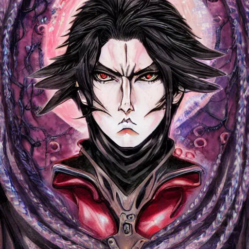 Image similar to Bishonen Mairon in the style of Ayami Kojima