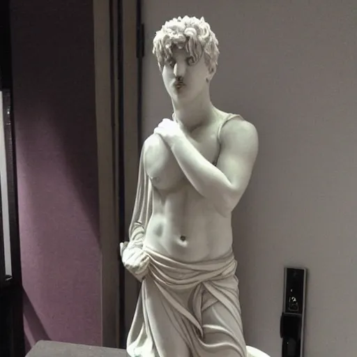 Image similar to “K-pop idol Changbin as a Greek marble statue”