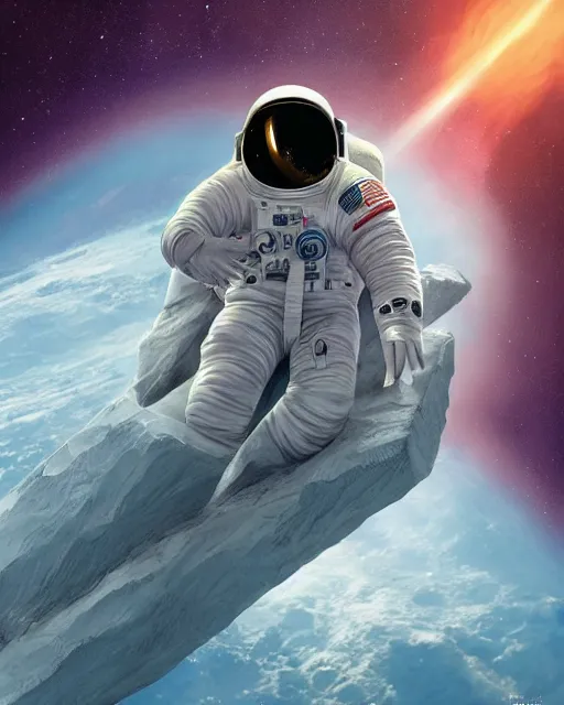 Image similar to astronaut on top of astronaut shoulders, artstation