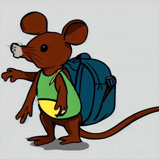 Prompt: a mouse with a backpack illustration, realistic