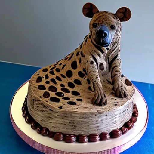 Image similar to birthday cake with a hyena sitting on top