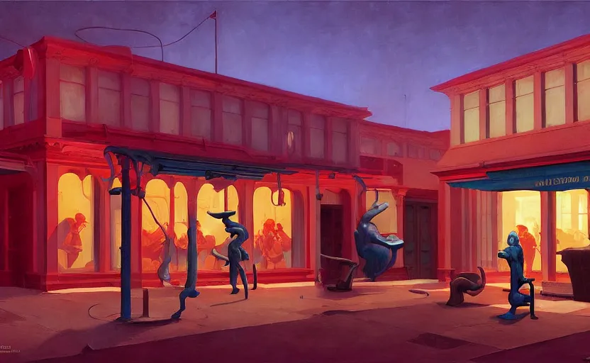 Image similar to Mysteriuos Tavern, very coherent, painted by Edward Hopper, Wayne Barlowe, painted by James Gilleard, airbrush, art by JamesJean