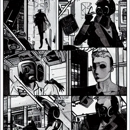 Image similar to a cyberpunk noir of gay robots 1885