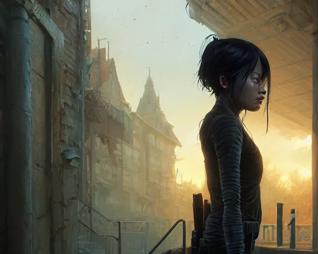 Prompt: highly detailed portrait of cassandra cain, in the walking dead, stephen bliss, unreal engine, fantasy art by greg rutkowski, loish, rhads, ferdinand knab, makoto shinkai and lois van baarle, ilya kuvshinov, rossdraws, tom bagshaw, global illumination, radiant light, detailed and intricate environment