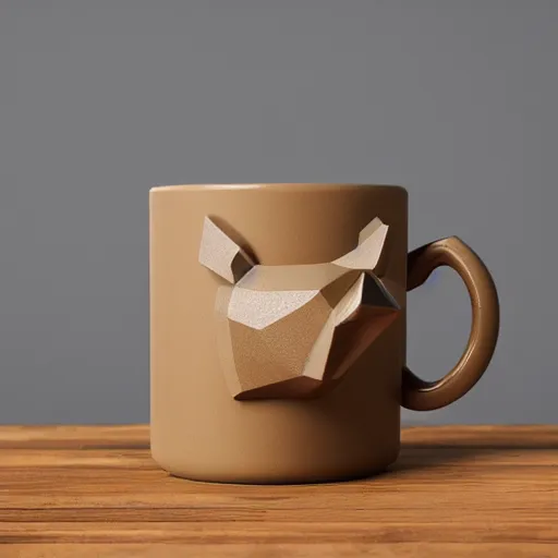 Image similar to a mug with shape of a rhino head, high quality product photography, behance