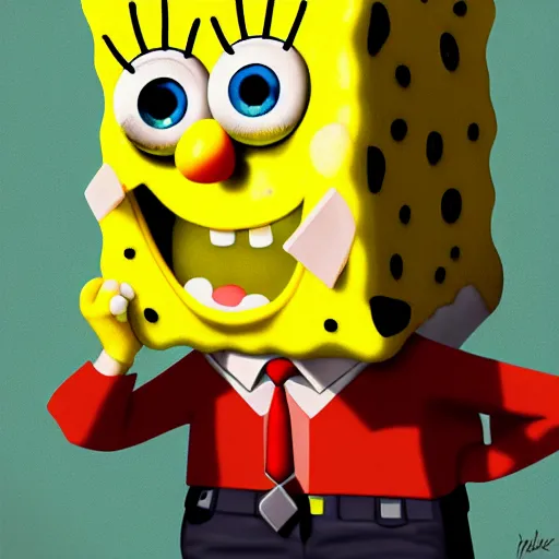 Prompt: portrait of the real life spongebob, expressive pose, futuristic, highly detailed, digital painting, artstation, concept art, smooth, sharp focus, dramatic light, studio light, by rembrandt