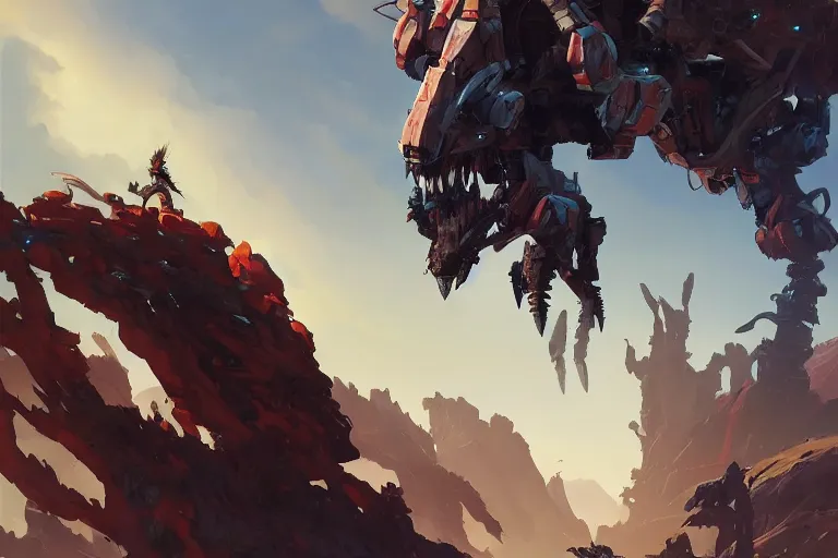 Image similar to grimhorn fanghorn machine mecha animal beast robot of horizon forbidden west horizon zero dawn bioluminiscence, behance hd by jesper ejsing, by rhads, makoto shinkai and lois van baarle, ilya kuvshinov, rossdraws global illumination