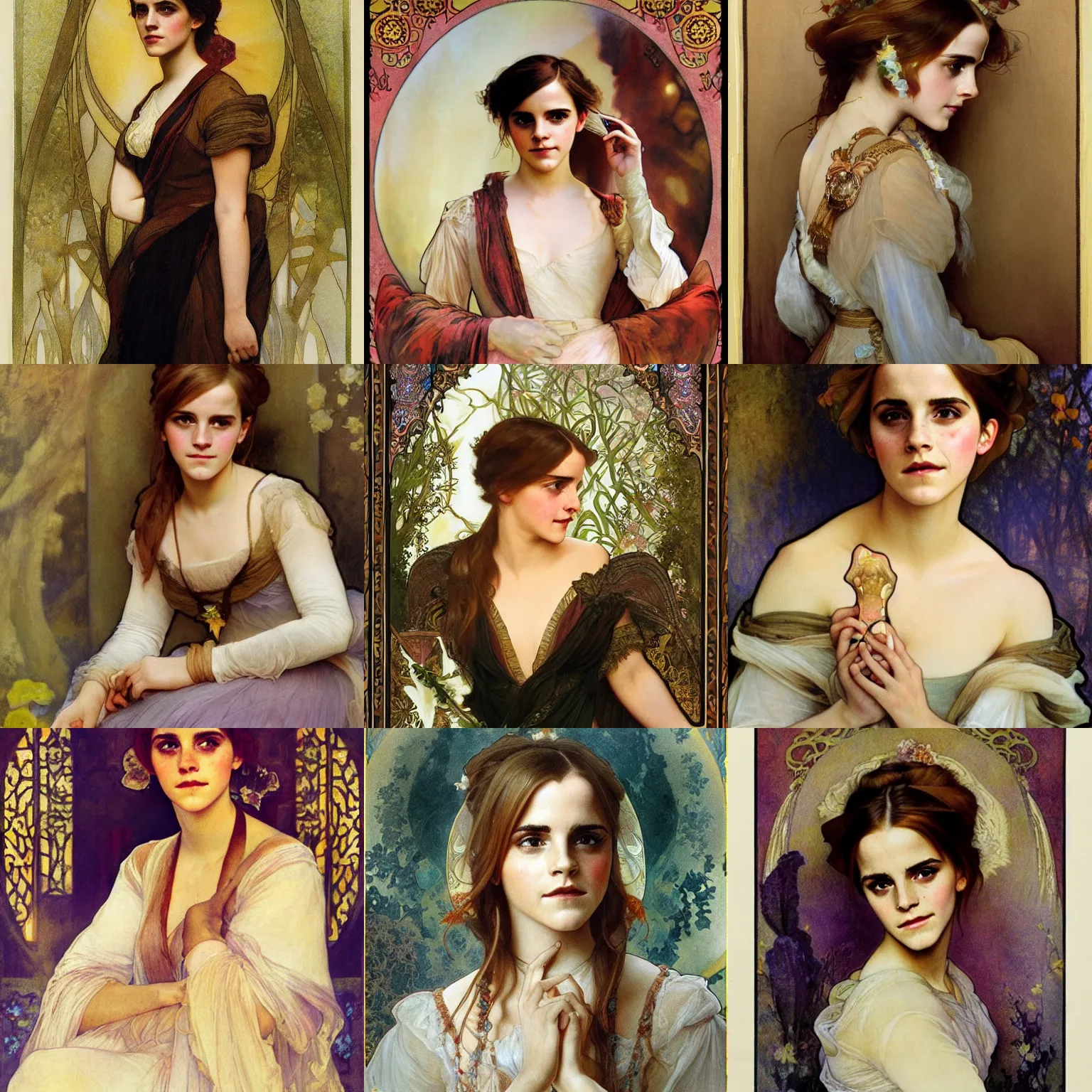 Prompt: emma watson by alfons maria mucha