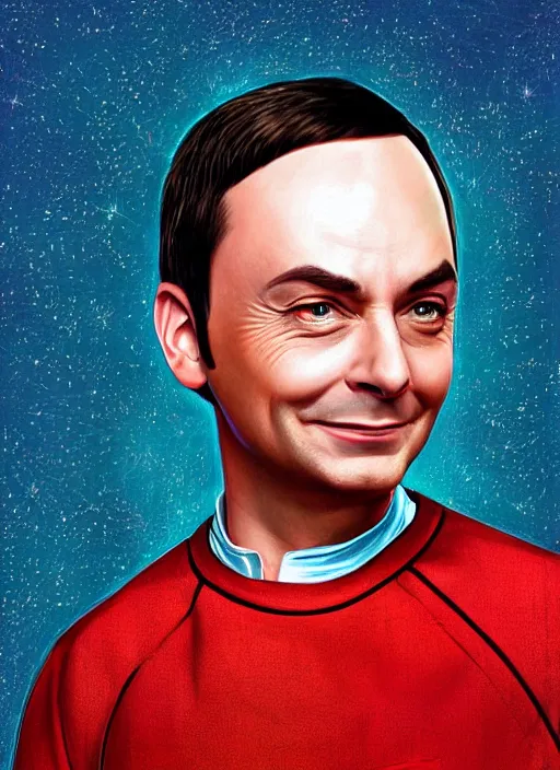 Image similar to digital _ painting _ of _ sheldon from big bang theory saying bazinga _ by _ filipe _ pagliuso _ and _ justin _ gerard _ symmetric _ fantasy _ highly _ detailed _ realistic _ intricate _ port