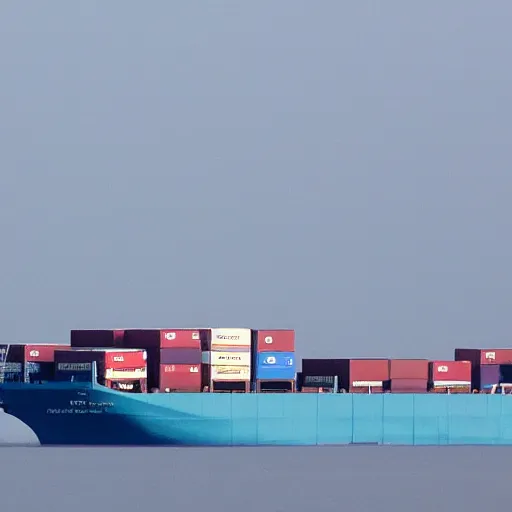 Image similar to maersk container ship, haze, telephoto zoom,