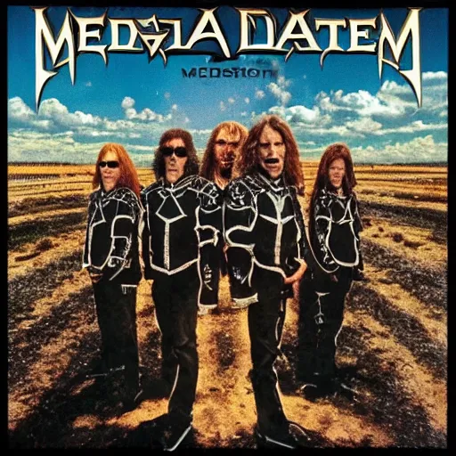 Image similar to megadeth album cover, band name,