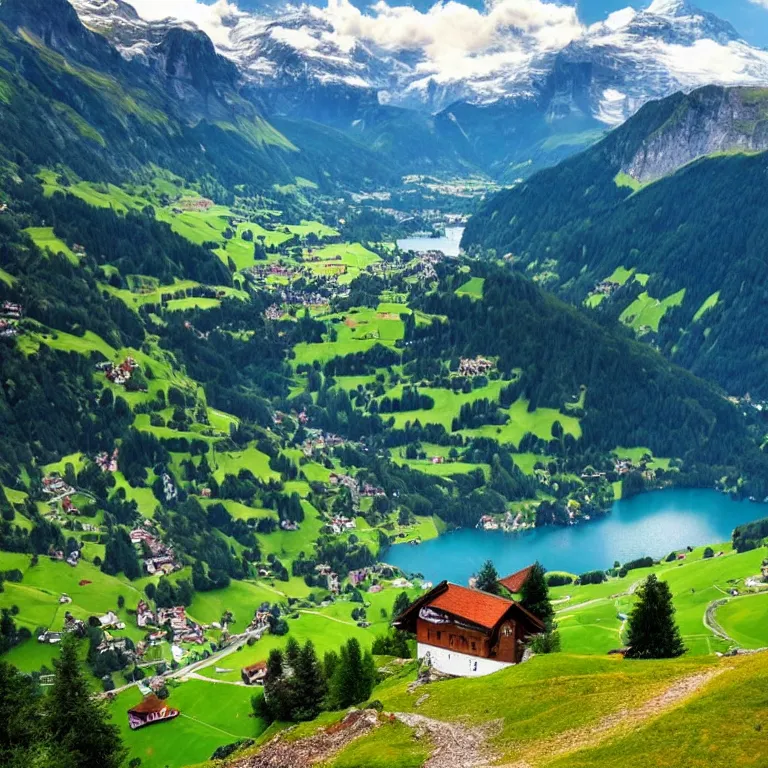 Image similar to Incredible beautiful landscape of Switzerland, stunning.