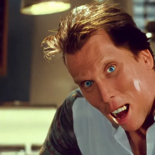 Image similar to Live Action Still of Jerma985 in Ace Ventura: Pet Detective, real life, hyperrealistic, ultra realistic, realistic, highly detailed, epic, HD quality, 8k resolution, body and headshot, film still