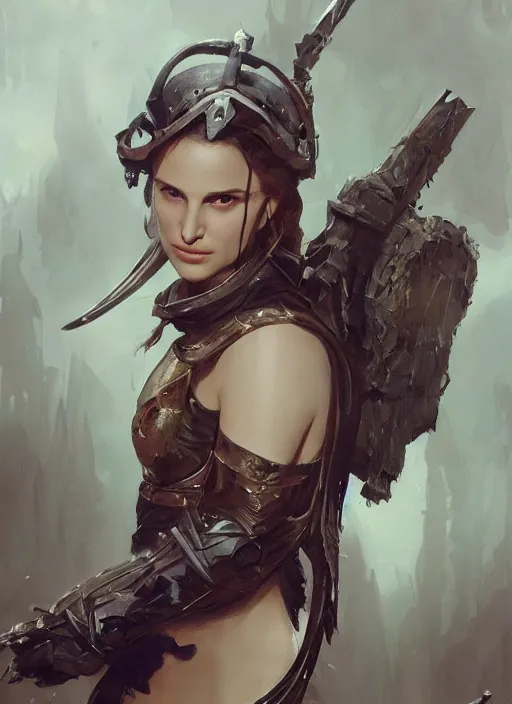 Image similar to young natalie portman, legendary warrior, warframe, lord of the rings, tattoos, decorative ornaments, battle armor, carl spitzweg, ismail inceoglu, vdragan bibin, hans thoma, greg rutkowski, alexandros pyromallis, cute, perfect face, detailed, sharply focused, centered, rule of thirds, photorealistic shading