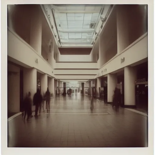 Image similar to Liminal spaces, mall interiors, polaroid photograph