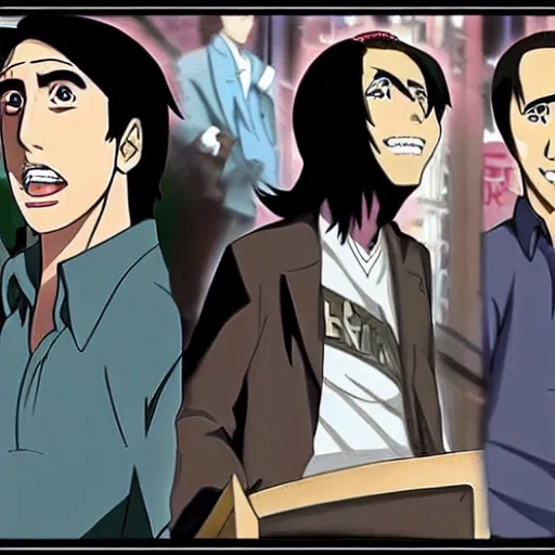 Image similar to nic cage as an anime protagonist, illustration from an animation cell